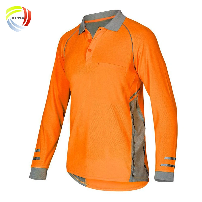 Polyester Short Sleeve Polo T-Shirt Custom Embroidery Logo Reflective Safety Polo Shirts for Men Blank T Shirt