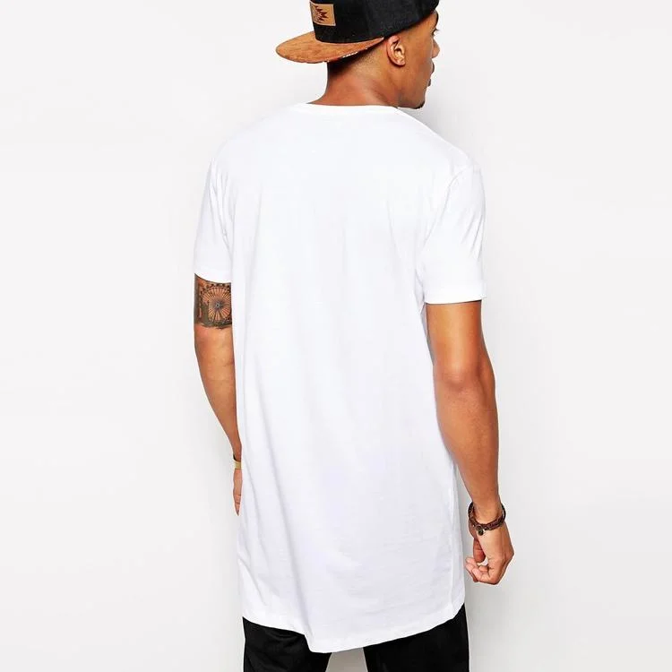 Wholesale China Custom Blank White Longline Short Sleeve Tee Shirts Hip Hop Oversized Men Tshirt