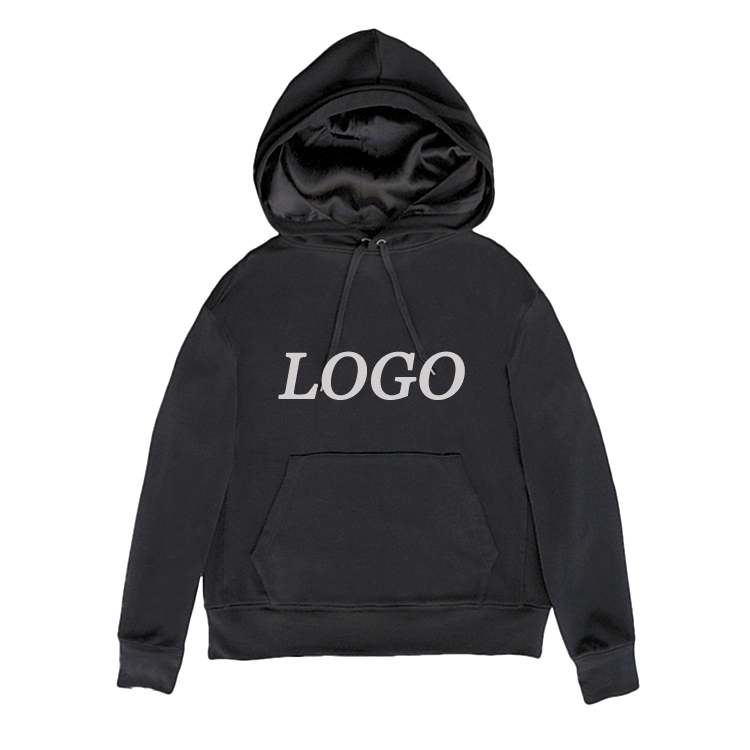 Long Sleeve Men′s Pullover Sweatshirt Custom Logo Silk Satin Lined Hoodie