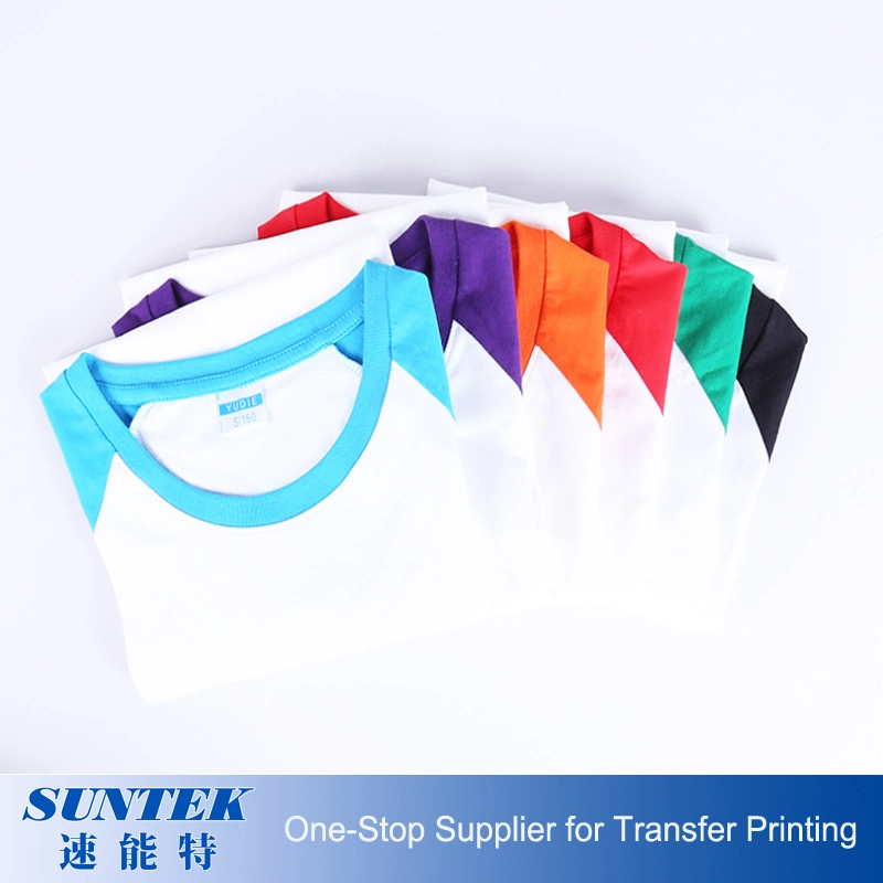 Sublimation Polyester Color Stitching Raglan Short Sleeve Tshirts for Kids