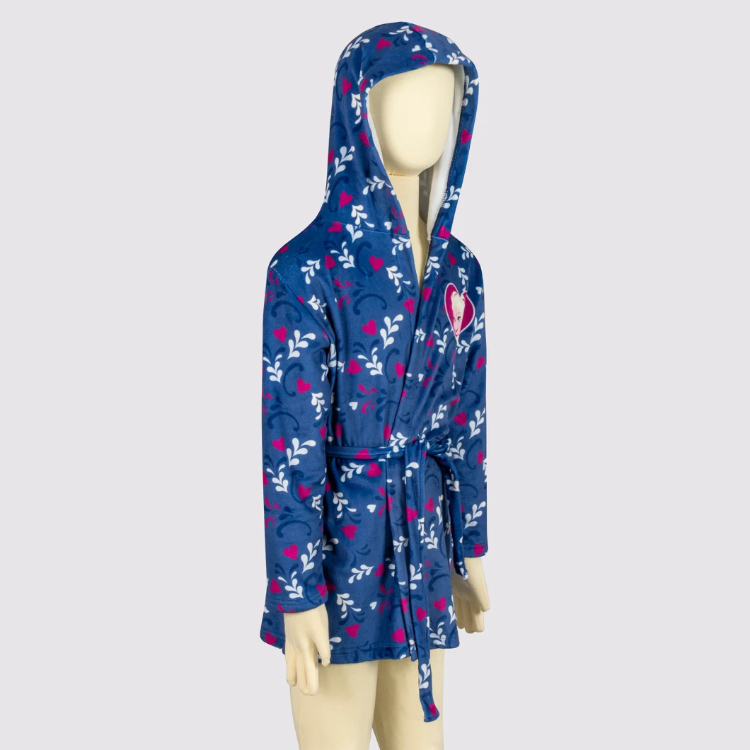 Wholesale Cute High Quality Sleepwear Boy Kimono Plush Flannel Bath Robe Hooded for Kids Bathrobe for Children