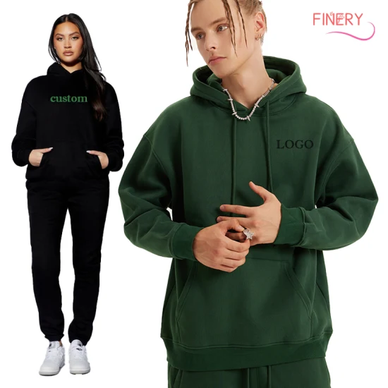 Streetwear-Kleidung, Pullover, Sweatshirts, Trainingshosen, Set, Großhandel, Baumwolle, schlicht, leer, übergroß, schweres Fleece, individueller Druck, Puff-Print, Herren-Hoodies, Fabrik