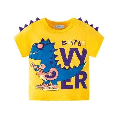 Großhandel Sommer-T-Shirts mit Dinosaurier-Aufdruck, T-Shirts für Cartoon-Jungen, neue Design-Kinderkleidung, hochwertige Kinderbekleidung, kurzärmelige Kinder-T-Shirts