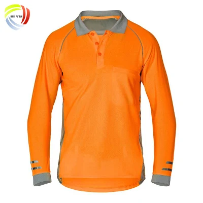 Polyester-Kurzarm-Polo-T-Shirt, individuell gesticktes Logo, reflektierende Sicherheits-Poloshirts für Herren, leeres T-Shirt